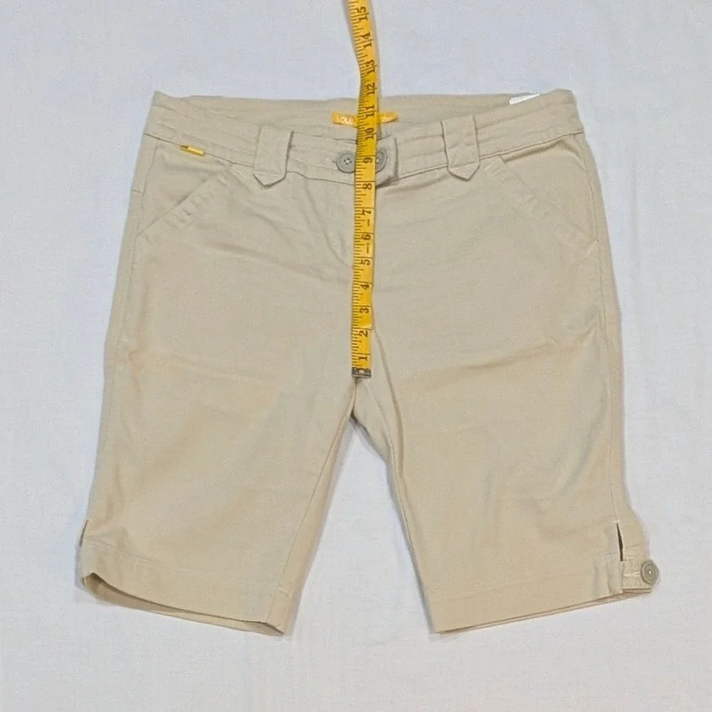 Lole Women Beige Khaki Stretch Bermuda Shorts UPF Quick Dry Size 12